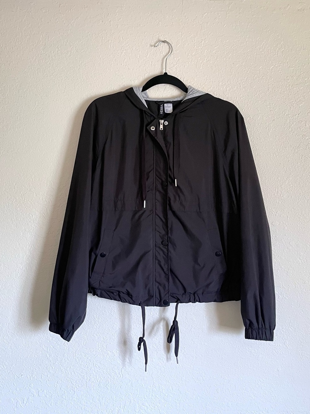 H&M Black Windbreaker Hooded Jacket